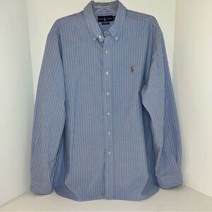 Ralph Lauren mens Classic Fit blue stripe long sleeve 100% cotton shirt size XXL